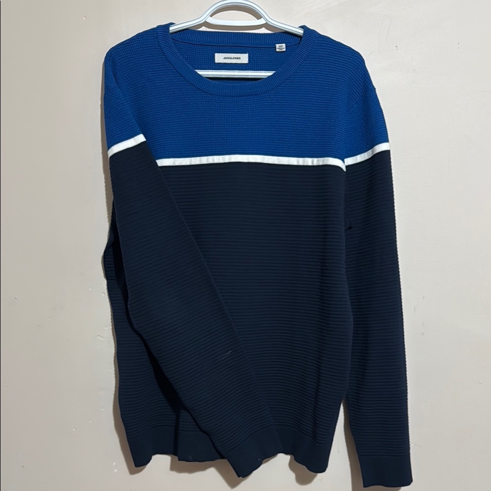 Men's Blue and Black Sweater